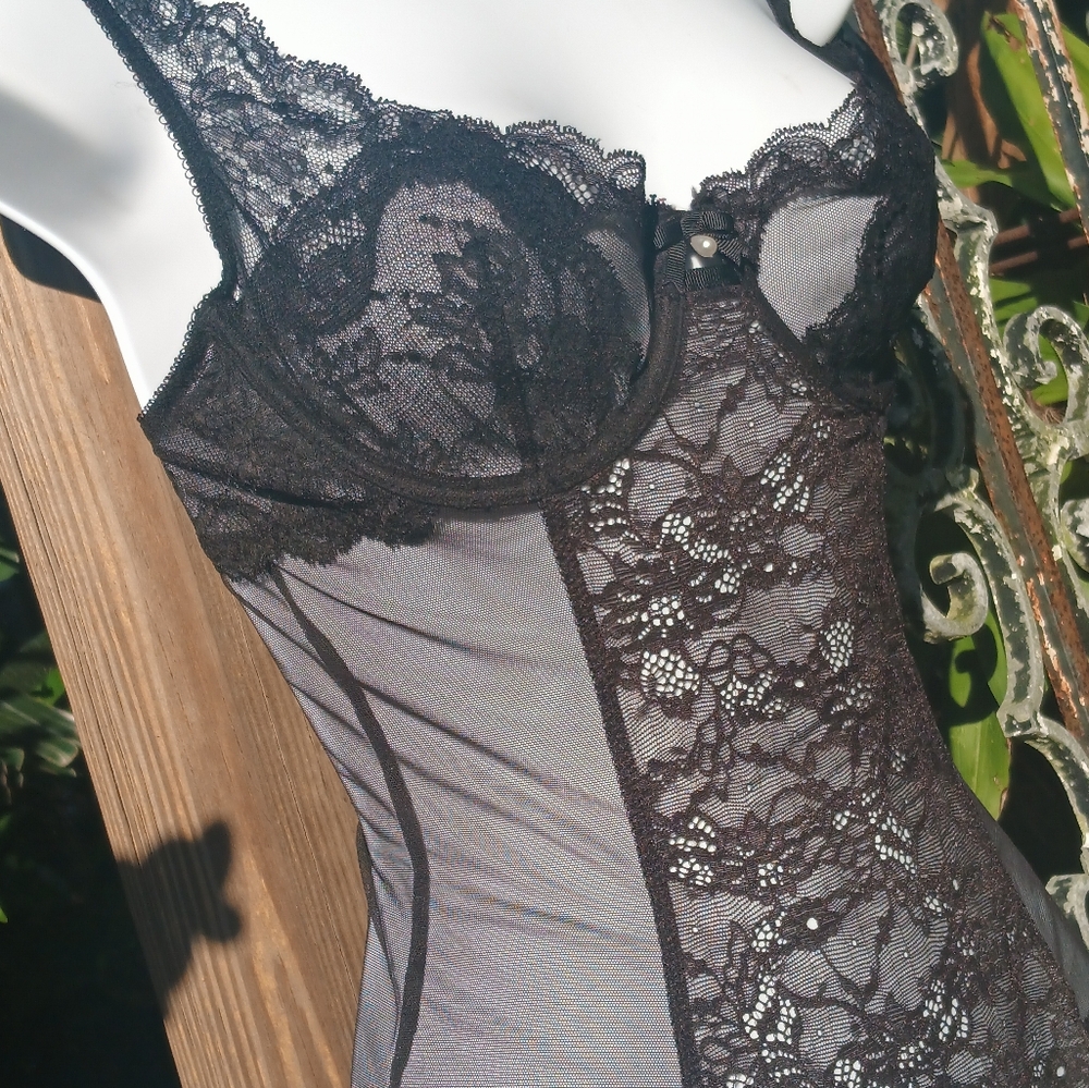 Victoria Secret Black Lsce Corset 34 D - Picture 7 of 11